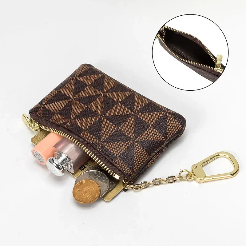 Geometric Luxury Mini Coin Purse With Chain Zipper Women Small Wallet Portable Key Coin Storage Handbag
