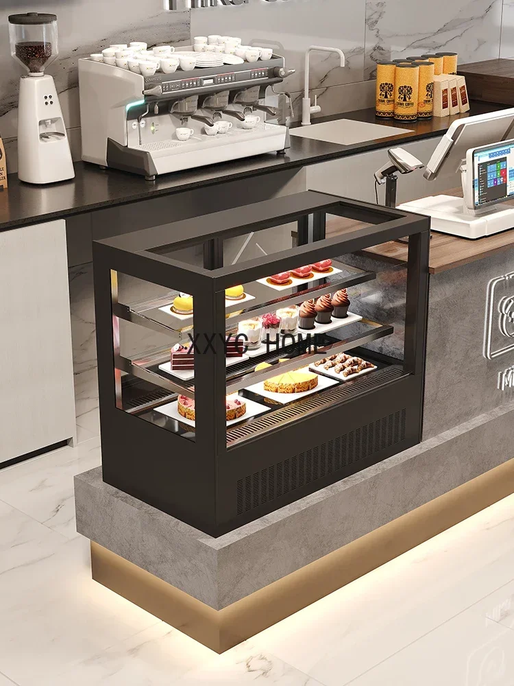 Jiwu cake display cabinet small bar counter milk tea fruit dessert beverage commercial air-cooled desktop fresh-keeping refriger