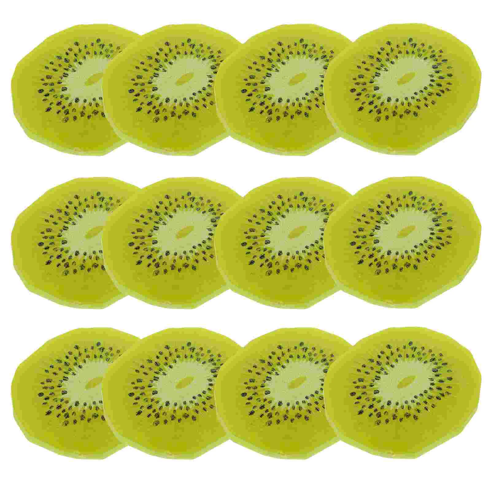 12 Pcs Simulated Kiwi Faux Slice Fake Fruits Simulation Creative Lifelike Model Imitation Adornment Toy