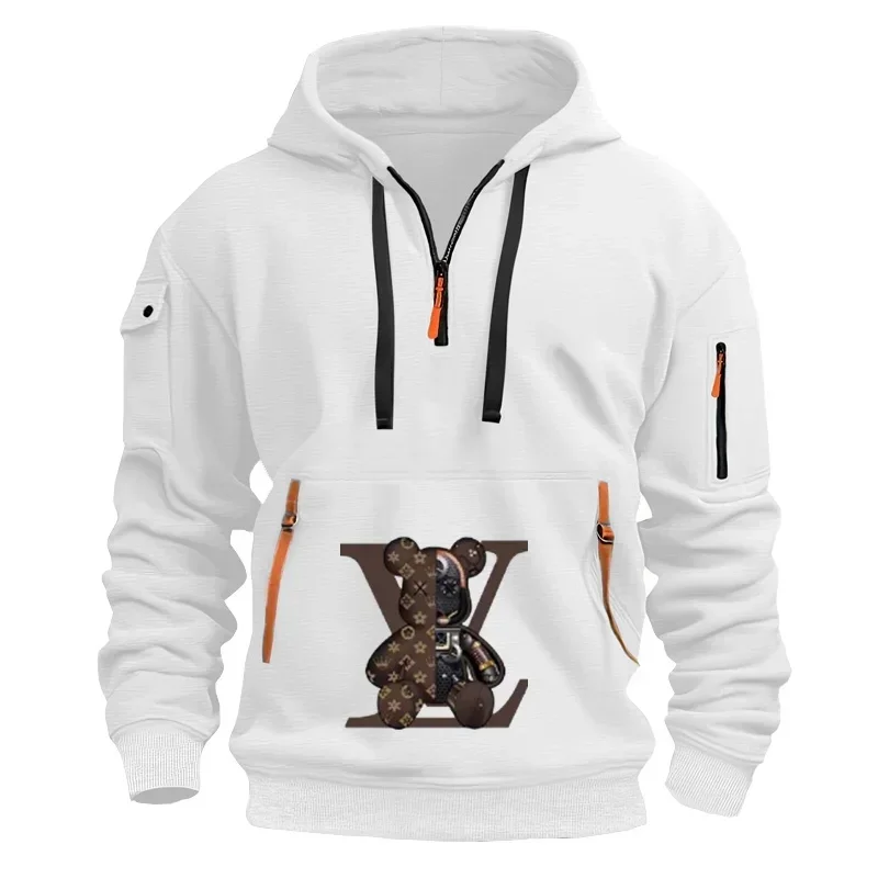 

Men's hoodie 2025 Autumn/winter Men's hooded casual fitness sport pullover, multi-pocket trendy, fashionable, loose and warm coa