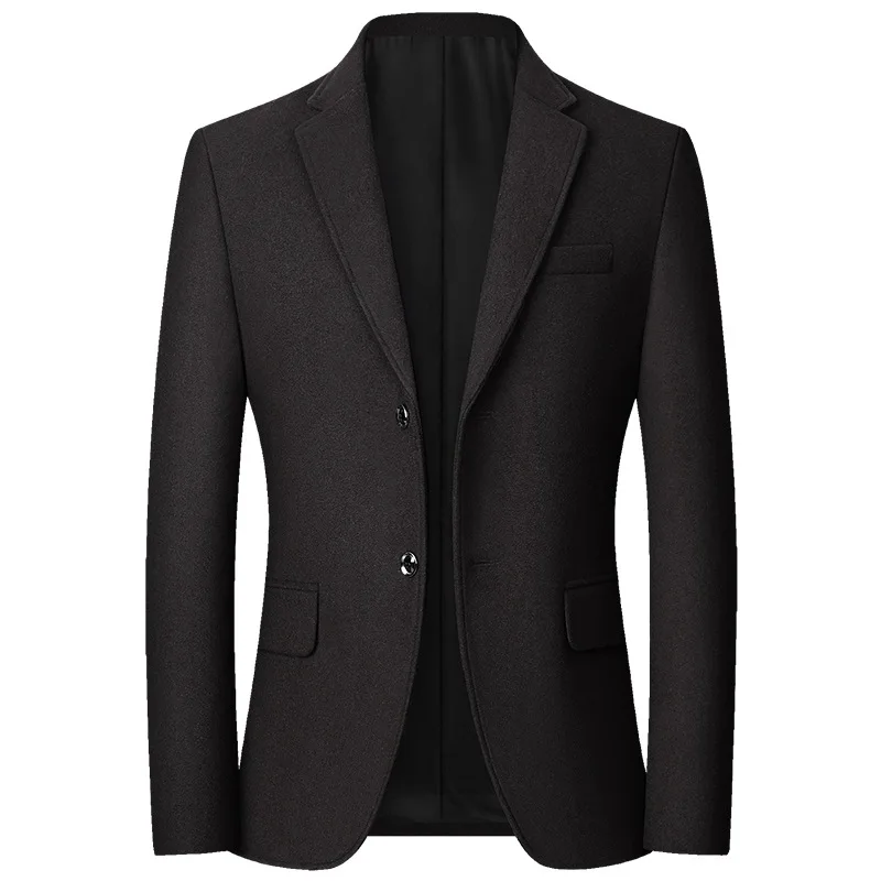 

Casual Woolen Men's Suit Jaet Midlife Busin Casual No Ironing Spring Autumn New Sle Dad Clothes Thiened Single-breasted