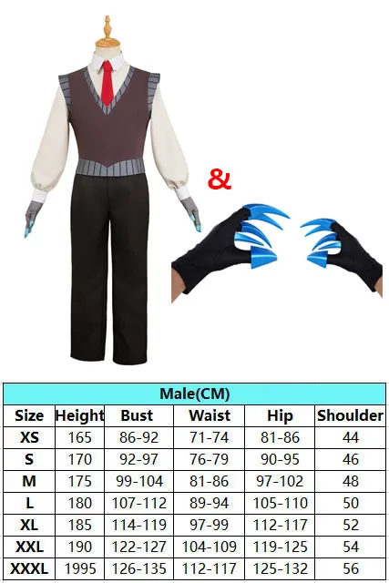 Anime Hazbin VOX Cosplay Costume Gloves Men Fantasy Grey Suit Disguise for Adult Male Roleplay Clothing Halloween Carnival Party view 6