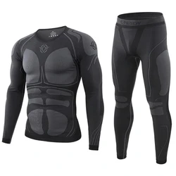 Novo tático roupa interior térmica dos homens sem costura apertado esportes underwear ao ar livre respirável treinamento ciclismo thermo long johns