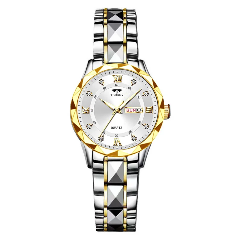 Luxury Women's Watches Waterproof Luminous Date Week Ladies Watch for Female Quartz Stainless Steel Dress Women Watch Gift