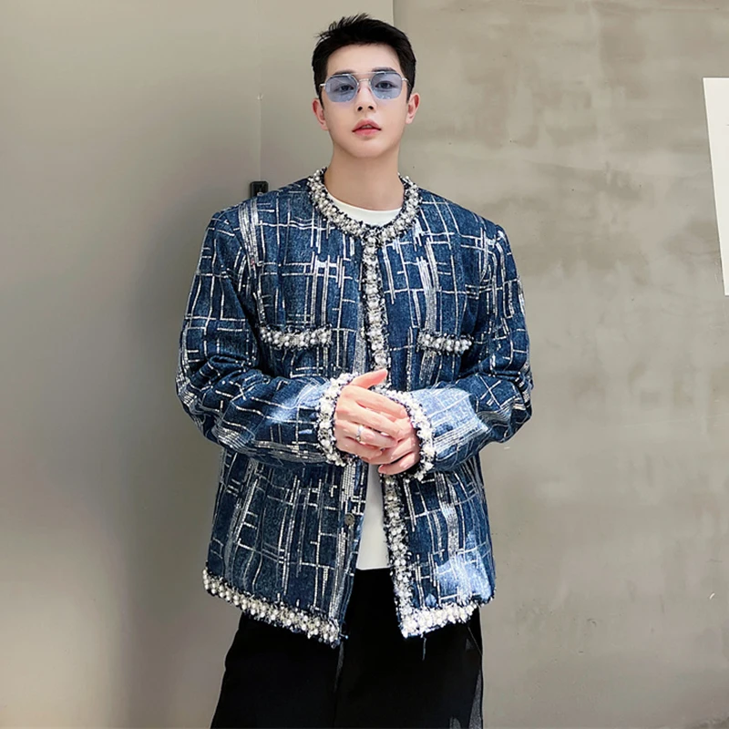 LUZHEN 2024 Fashion New Patchwork Stripe Design Denim Jackets Men\'s Personality Stylish Coats Korean Reviews Many Clothes LZ1592