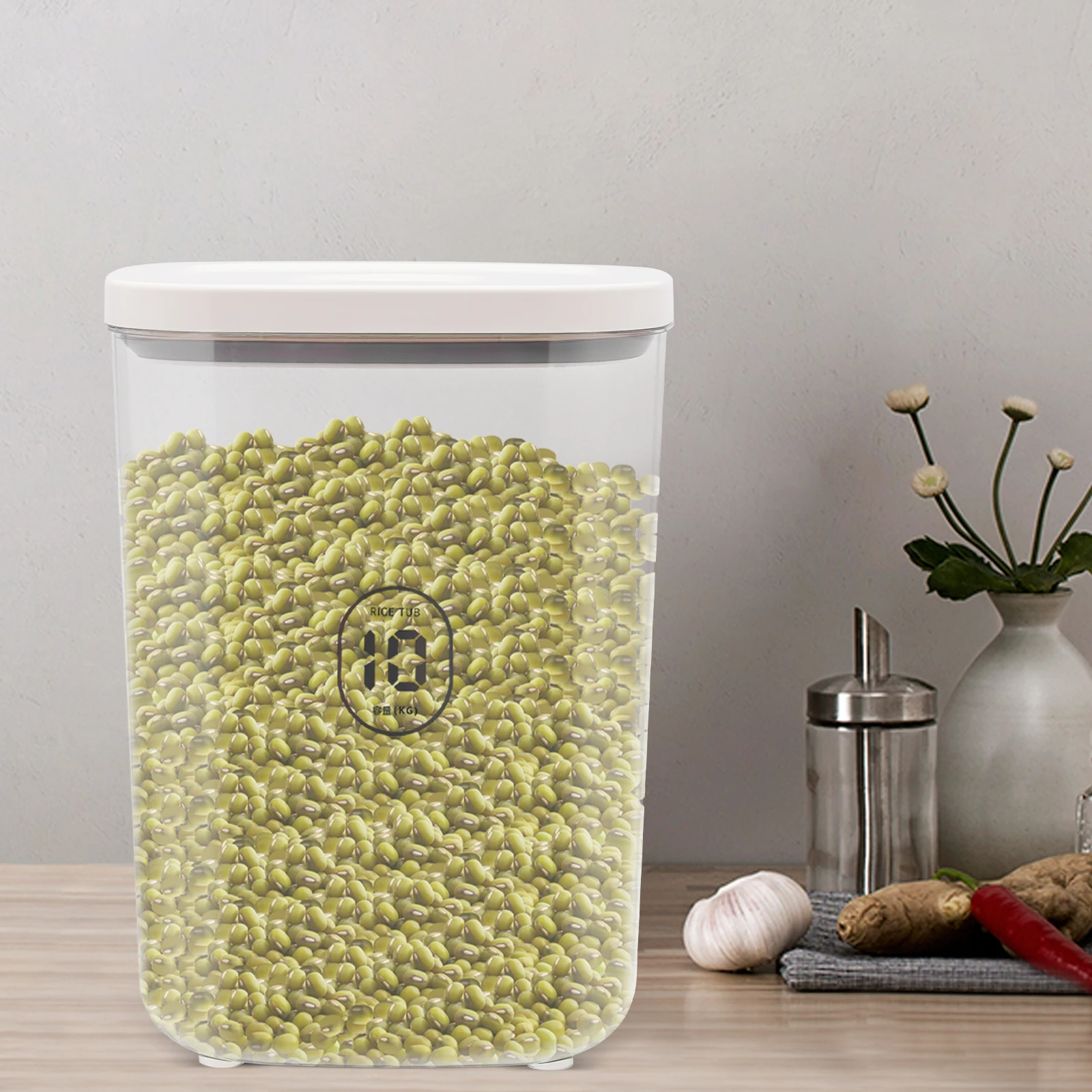 Rice Dispenser Rice Container Storage with Measuring Cup Food Cereal Container Bins Household for Kitchen Pantry Organization