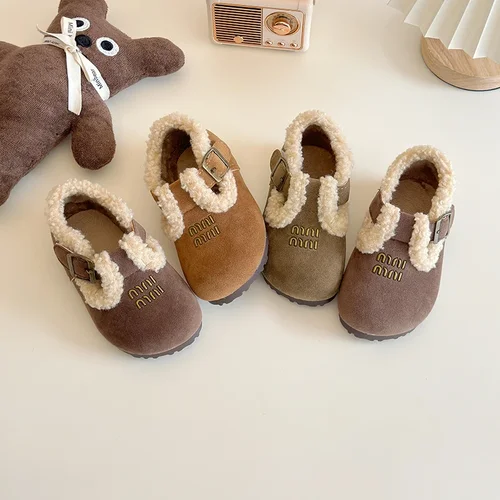 2024 겨울 봉제 어린이 신발, 남아 신발 패션 부츠, 두꺼운 코튼 따뜻한 겨울 신발, 유아 소녀 신발 