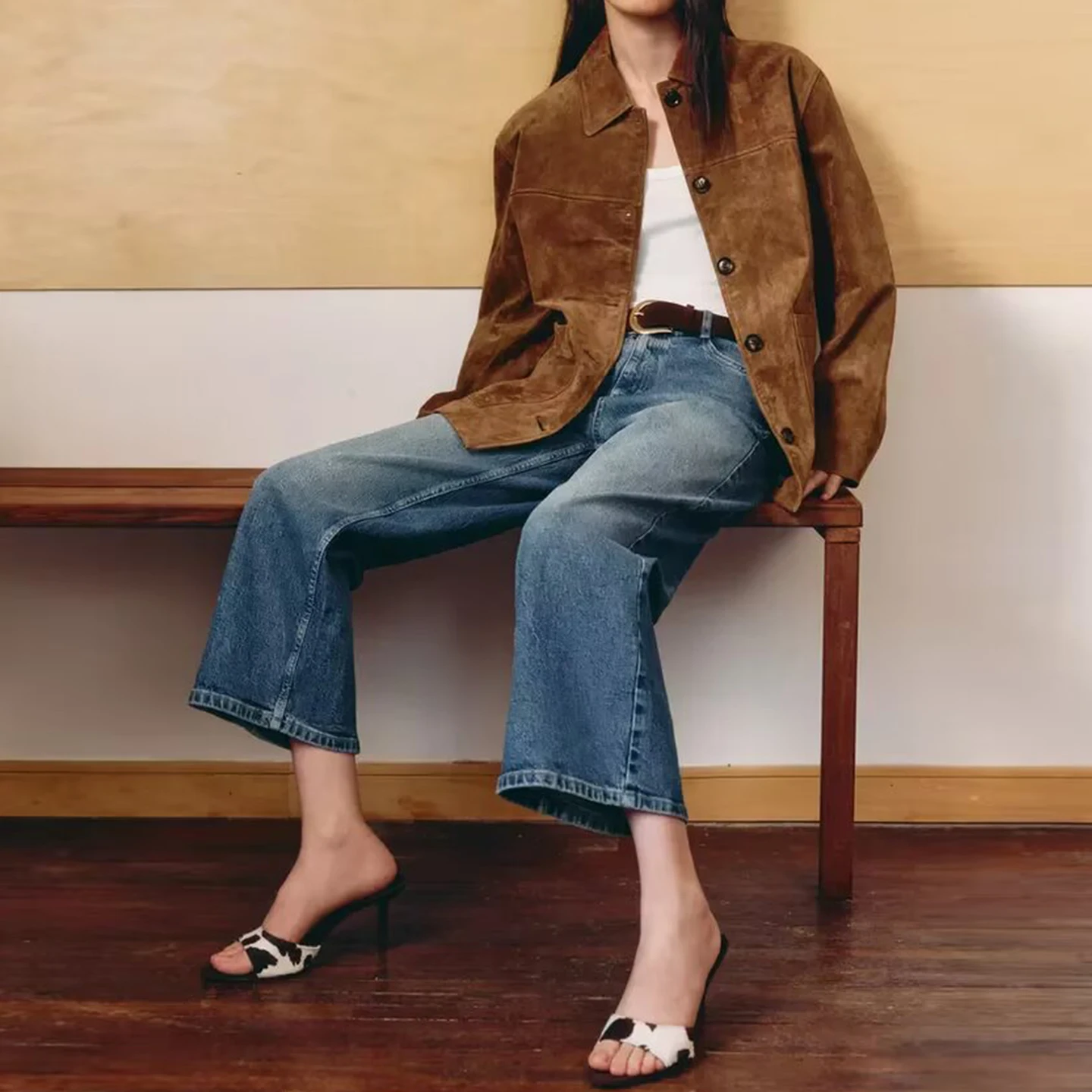 Z High Waist Wide Leg Seven-Foot Jeans for Women Faionable Belted Denim Pants European Sle Autumn Season Ladies' Jeans