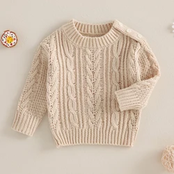 BeQeuewll New Boy Girl Knit Sweater Winter Autumn Toddler Cable Knitwear Casual Solid Color Long Sleeves Pullover Infant Jumper