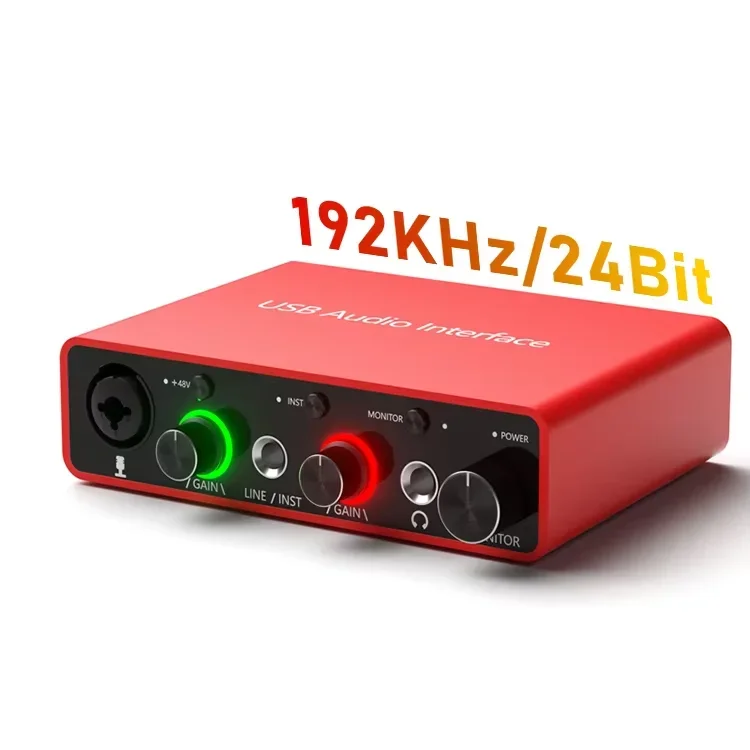 interface de audio cheapest professional xlr external 24bit 192khz recording studio equipment sound card for recording studio