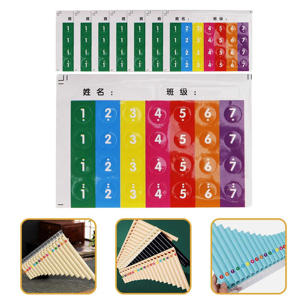 

8 Pcs Panflute Stickers Instrument Decal Music Note Scale Practice Accessory Notes Finger