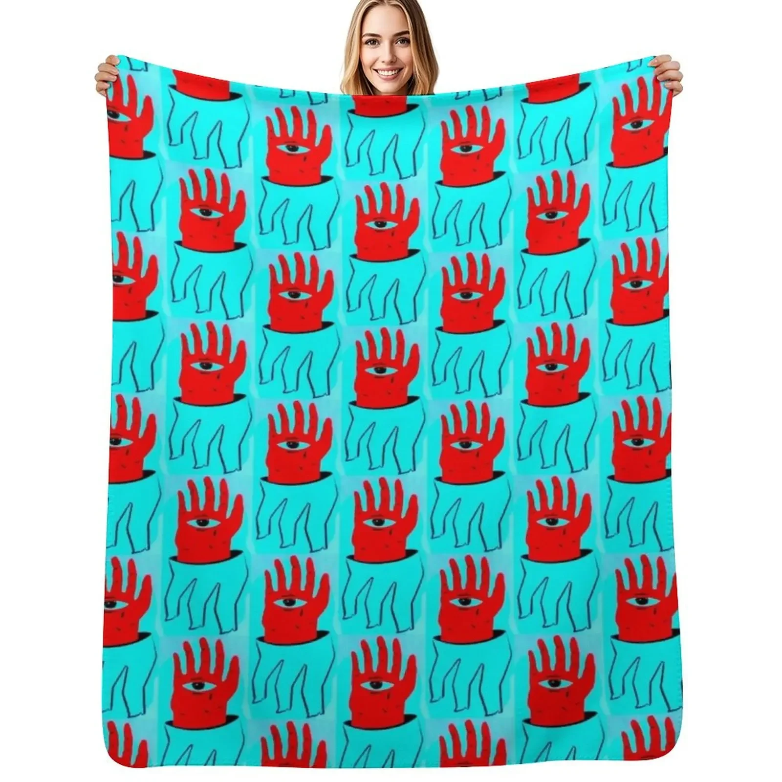 Seeing Eye Hand Throw Blanket Thin Soft Blanket for Summer Night Sleeping