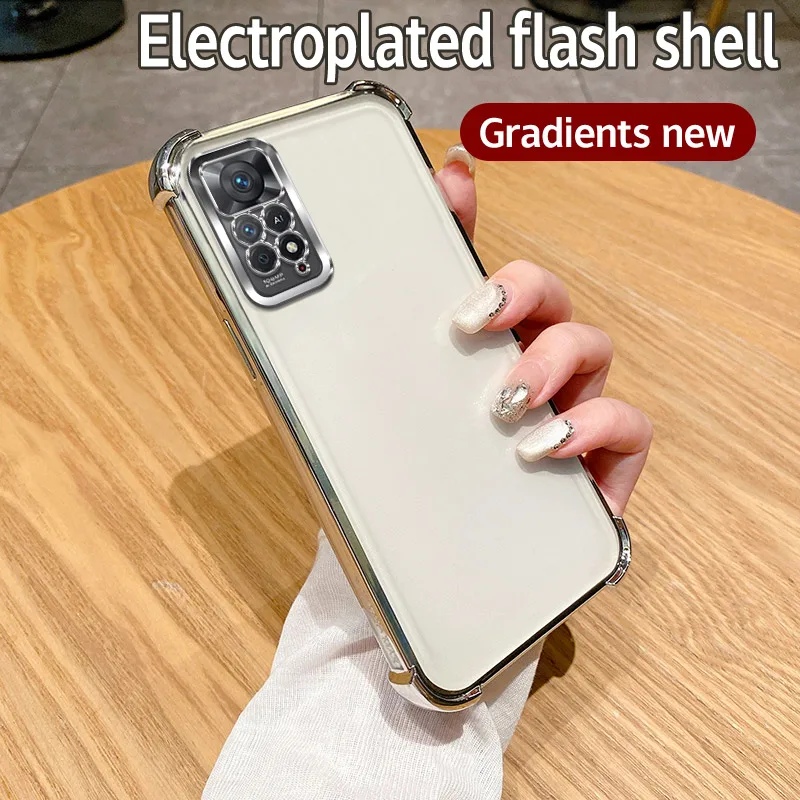 Für Redmi Note 11 Pro Hülle Redmi Note 11 Pro 5G Cover Note 12 Pro 4G Klare galvanisierte Handyhülle Bumper stoßfeste Schutzhülle