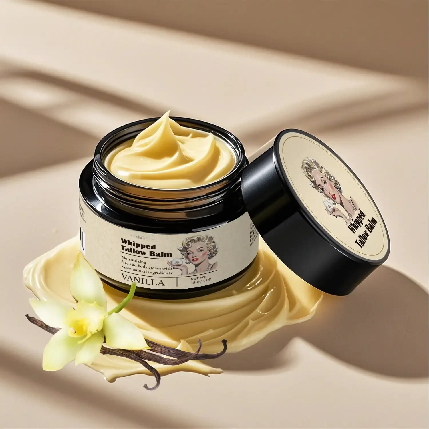 🌿 Vanilla Beef Tallow Balm Ultra Hydrating Grass Fed Fast Absorbing Moisturizer for Face & Body🤲 ﻿