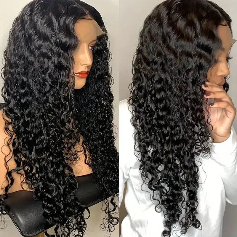 Rosabeauty 13X6 13x4 Deep Wave HD Lace Front Human Hair Wig 5X5 Preplucked Glueless Ready To Go Curly Wig 250 Density 40 Inch