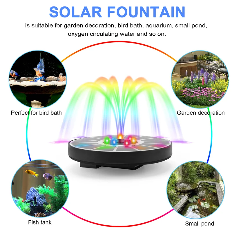 Fontaine solaire BAAG-3.5W pour bain d'oiseaux, fontaines d'eau solaires LED avec batterie 2200Mah, pompe de fontaine à énergie solaire