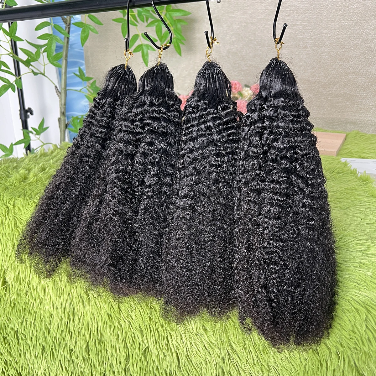 Afro Kinky Curly Vietnamese Raw Feather Crochet Human Hair 16A 18 Inch 100g/Pack Knotless Pre-Separated Reusable Miracle Knots