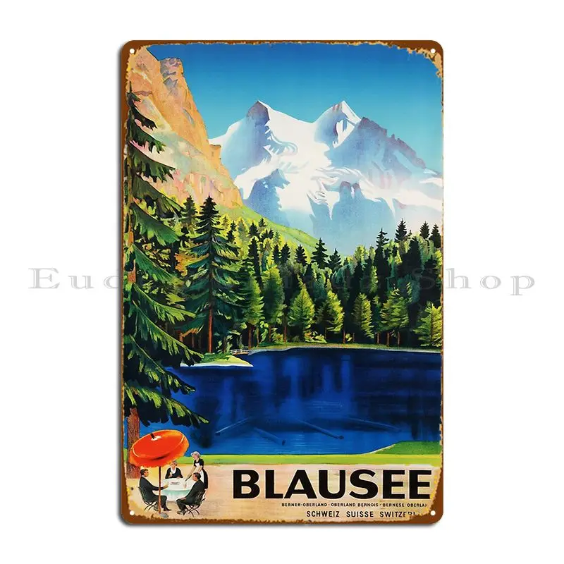 Blausee Lake Bernese Oberland Switzerland 1934 Otto Baumberger Old Europe Metal Plaque Poster Personalized Tin Sign Poster