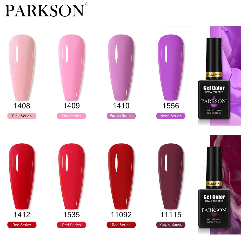 Parkson 12ml HEMA TPO FREE 81 Colors Long Lasting Nail Gel Polish Romantic Red & Pastel Purple Soak Off UV LED Nail Art Varnish