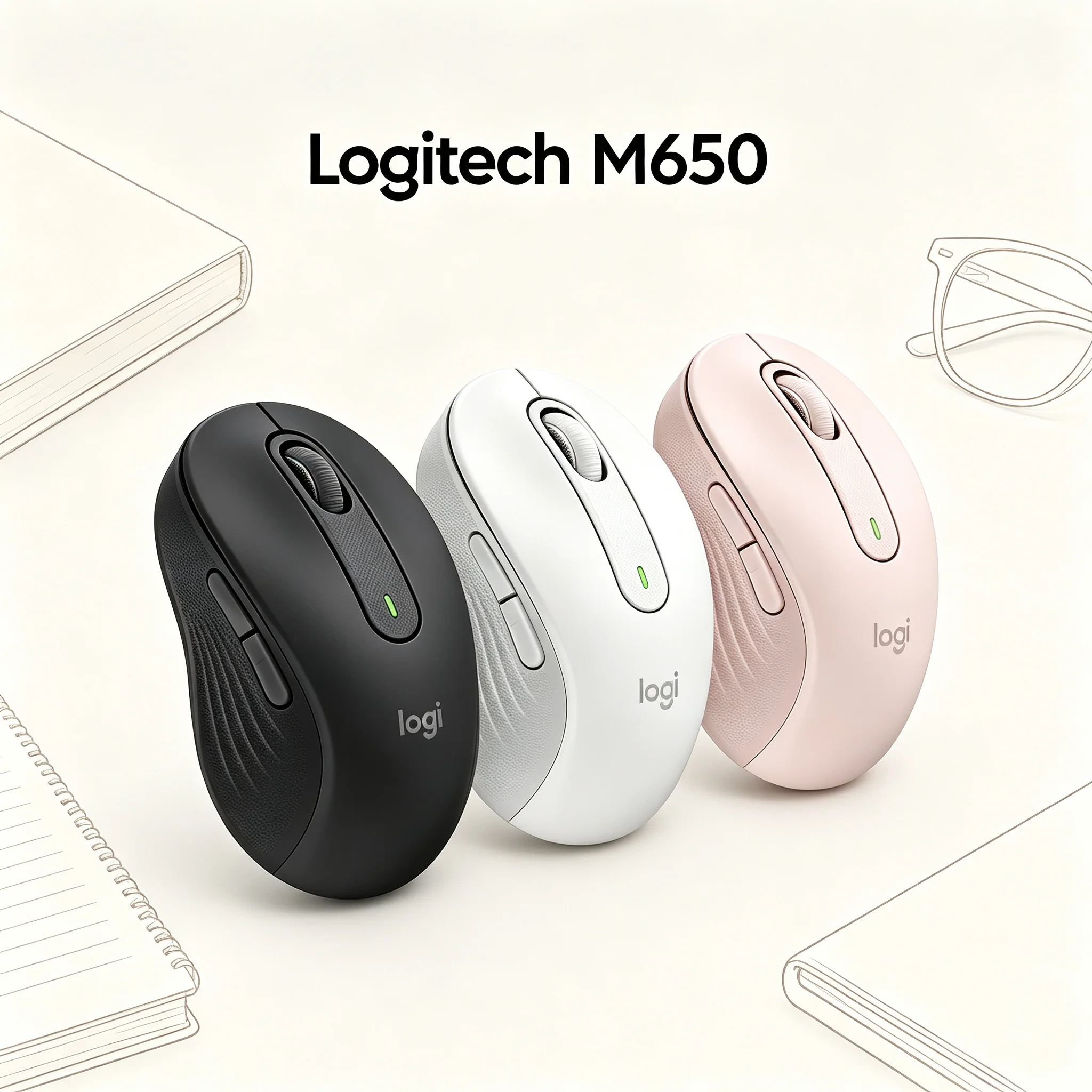 Logitech Signature M650 SilentTouch Wireless Office Mouse 24 Months Battery Adjustable 4000DPI Tracking Contoured Ergonomic Desi