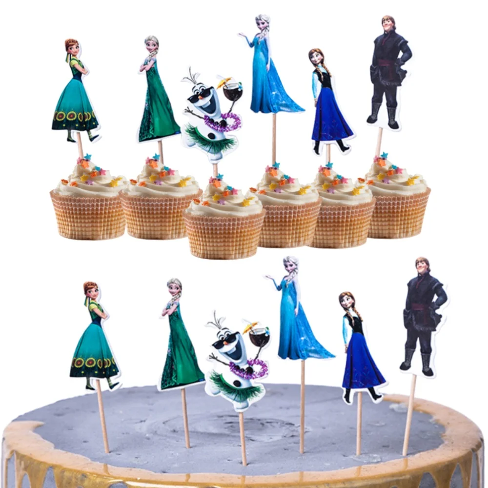 Disney Frozen Cake Toppers Princess Elsa Birthday Cake Decorations Snow Queen CupCake Topppers For Kids Baby Shower Supplies