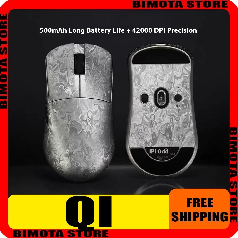

IPI-Qi Carbon Fiber Gaming Mouse 3Mode Wireless PAW3950 Sensor 8000Hz Polling Rate Nordic52840 Chip Professional Esports Mouse
