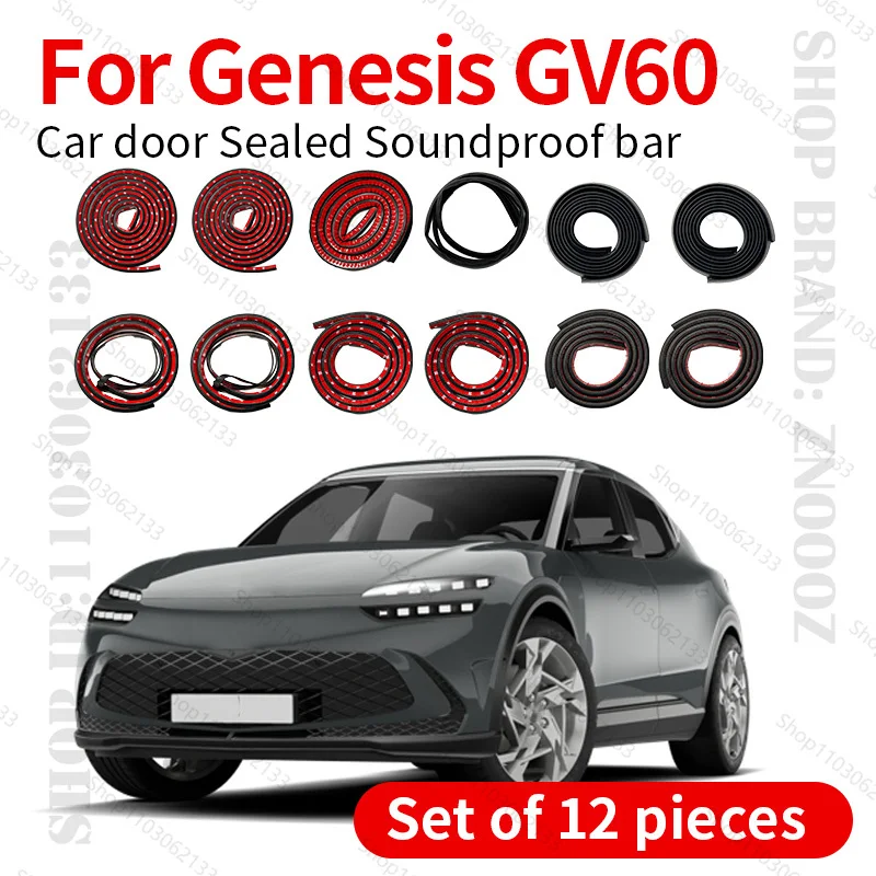 

For 2021-2025 Genesis GV60 Car Door Seal Strip Rubber Double Layer Sealing Protector Soundproof Dustproof Seal Strip 12PCS Set