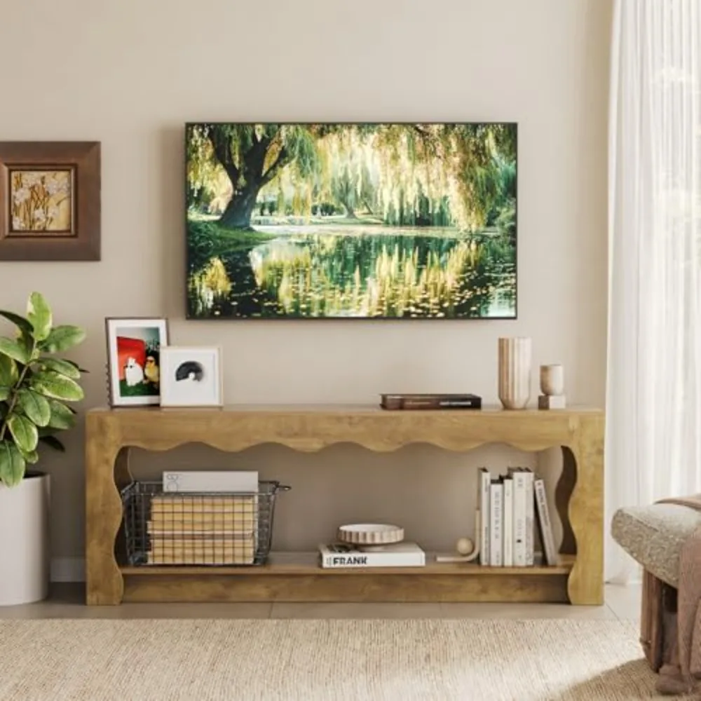 TV Stand for 65 Inch TV, Wooden Entertainment Center with Storage Cabinets, Farmhouse TV Media Console Table for Living