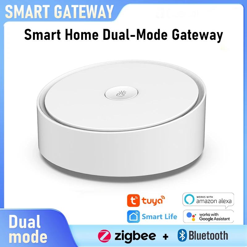 

Tuya 2-в-1 Zigbee и Bluetooth-шлюз, мини-концентратор для умного дома, взаимосвязанное приложение/голосовое управление, работает с Alexa Google Home