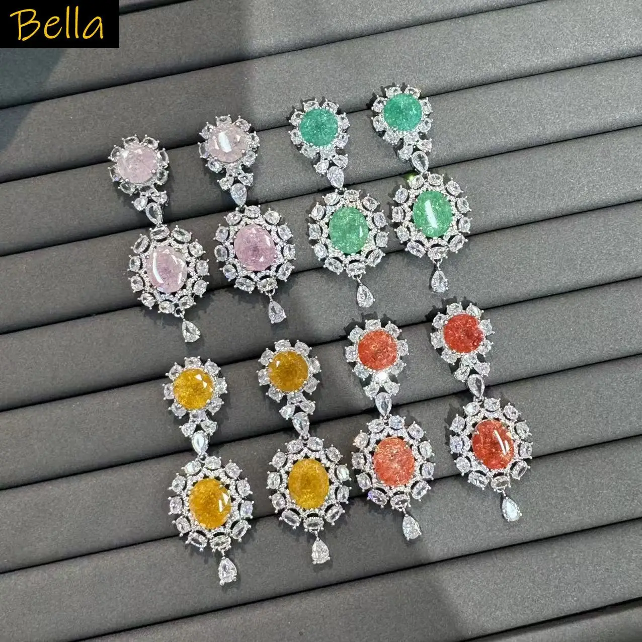 orange pink green yellow earrings for women dinner party daily wear sweet jewelry oval flower drop dangling earrings for women
