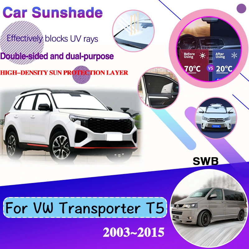 

Защита от УФ-лучей для окон автомобиля, аксессуары для защиты лобового стекла автомобиля T5 SWB 2003 ~ 2015