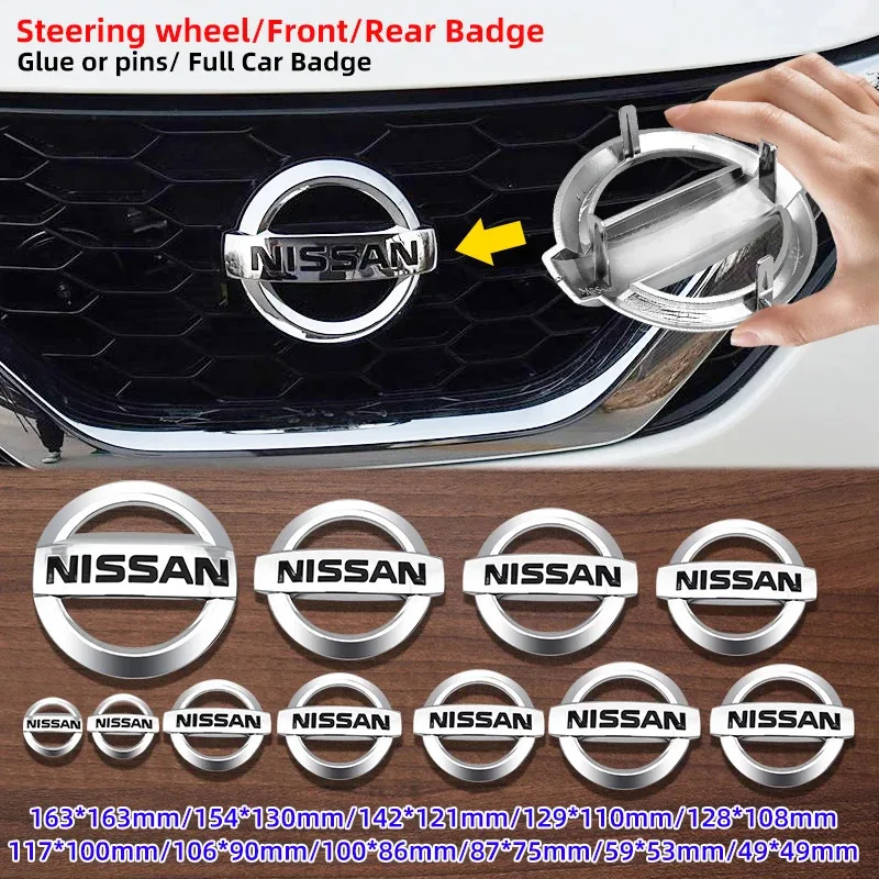 

3D-эмблема из АБС-пластика для автомобиля: передняя, задняя, на багажник, наклейка на руль для Nissan Qashqai, Tiida, Kicks, Versa, Leaf, Sentra, Altima, X-Trail