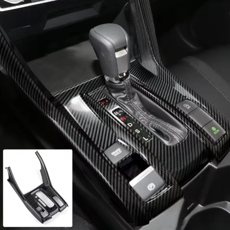 

Автомобильная панель переключения передач с левым рулем для Honda Civic 2016-2021 годов, аксессуары 10-го поколения, подстаканник, рамка, наклейка из углеродного волокна