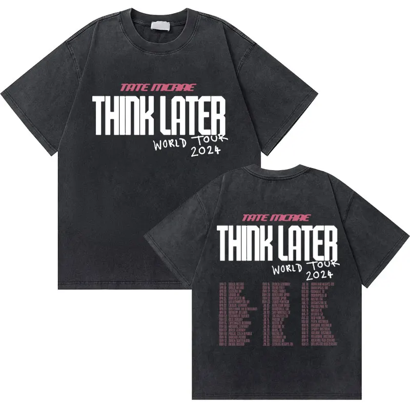 

Washed Vintage Singer Tate Mcrae Think Later World Tour T Shirts Y2k Unisex Streetwear Men Women Summer Casual Oversized Tshirt