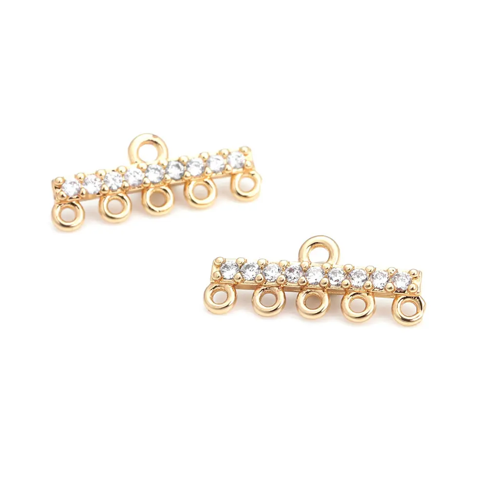 18K Gold Color Brass Straight Arcuated Necklaces Connector Clasps Jewelry Earrings Making Supplies Diy Connector Accessories