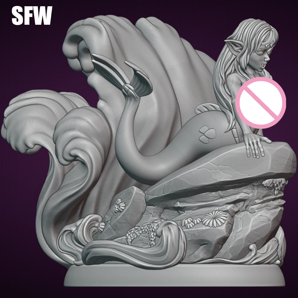 1/24 kit de modelo de impressão 3d goblin belle fish nsfw anime resina figura modelo kit diy estátua de redução em miniatura kit sem pintura brinquedos
