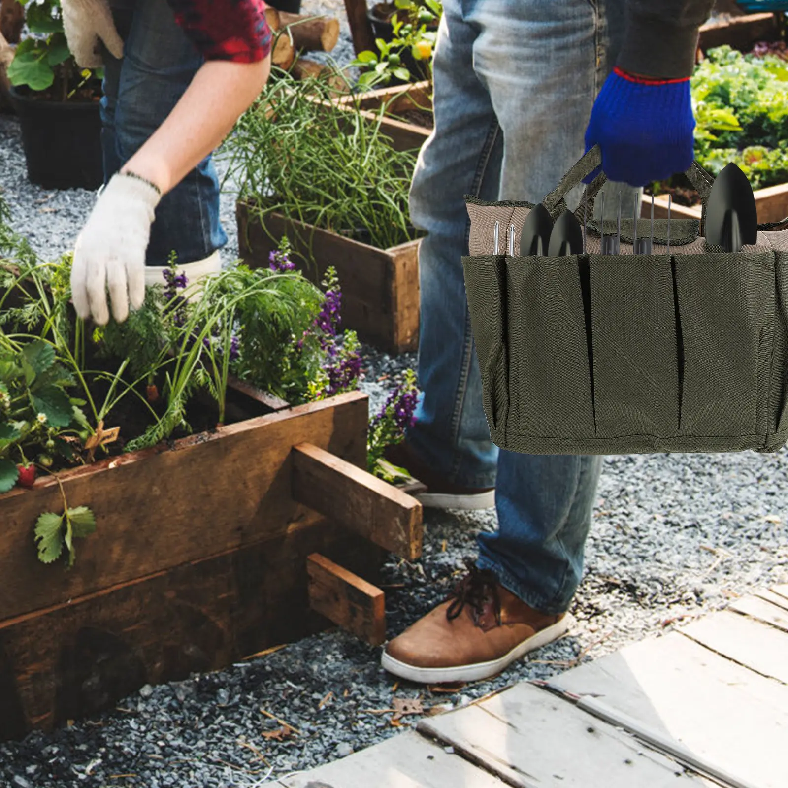 

Garden Tool Bag Oxford Fabric Heavy-Duty Multi-Pocket Gardening Tools Storage Organizer Tote for Easy Carry and Quick Access