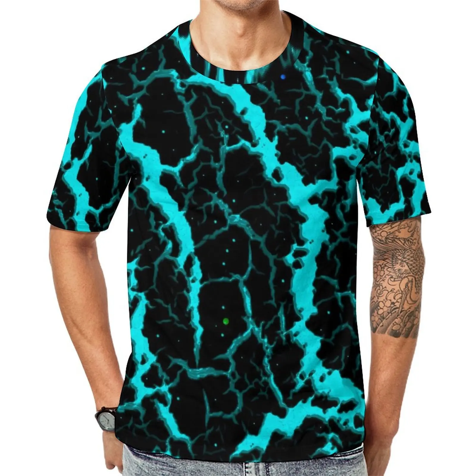 Cracked Space Lava T Shirt Abstract Art Hippie T Shirts Men Classic Tee Shirt Summer Short Sleeves Graphic Tees Plus Size