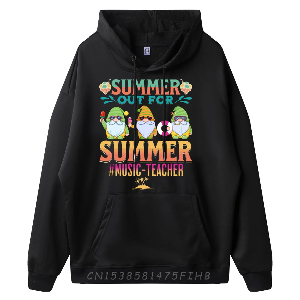 School Is Out For Summer Music Teacher Gnome Vacation Sweatshirts Graphic Tee Men Polyester Fiber White Hoodie Men Aesthetic