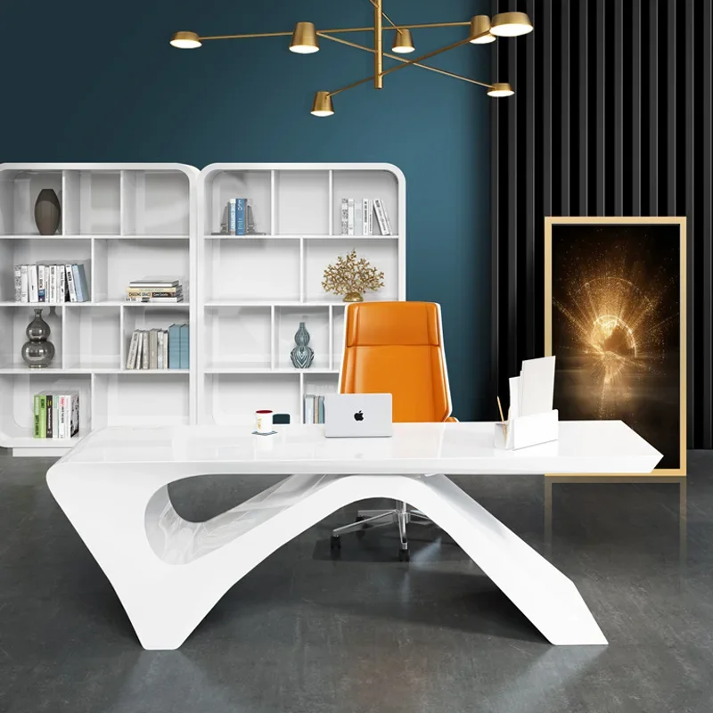 China Manufacture Customized Simple Manager Office Table Modern Furniture In White