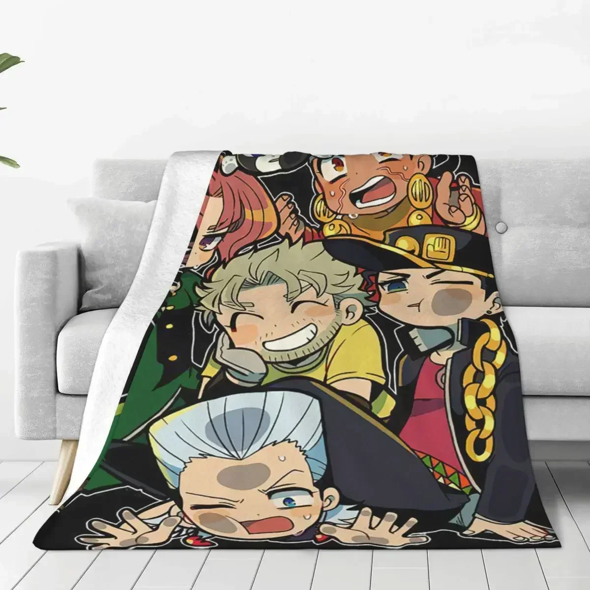 

Polnareff Jotaro Brando Dio Blankets Jojo's Bizarre Adventure Anime Fuzzy Funny Soft Throw Blanket for Bedspread All Season