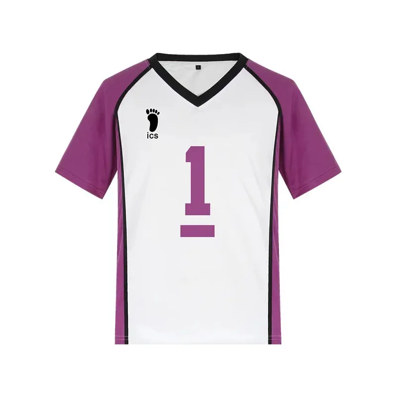 أزياء أنيمي Haikyuu التأثيرية Shiratorizawa ملابس رياضية للمدرسة الثانوية زي نادي الكرة الطائرة تي شيرت Tendou Satori مجموعة كاملة