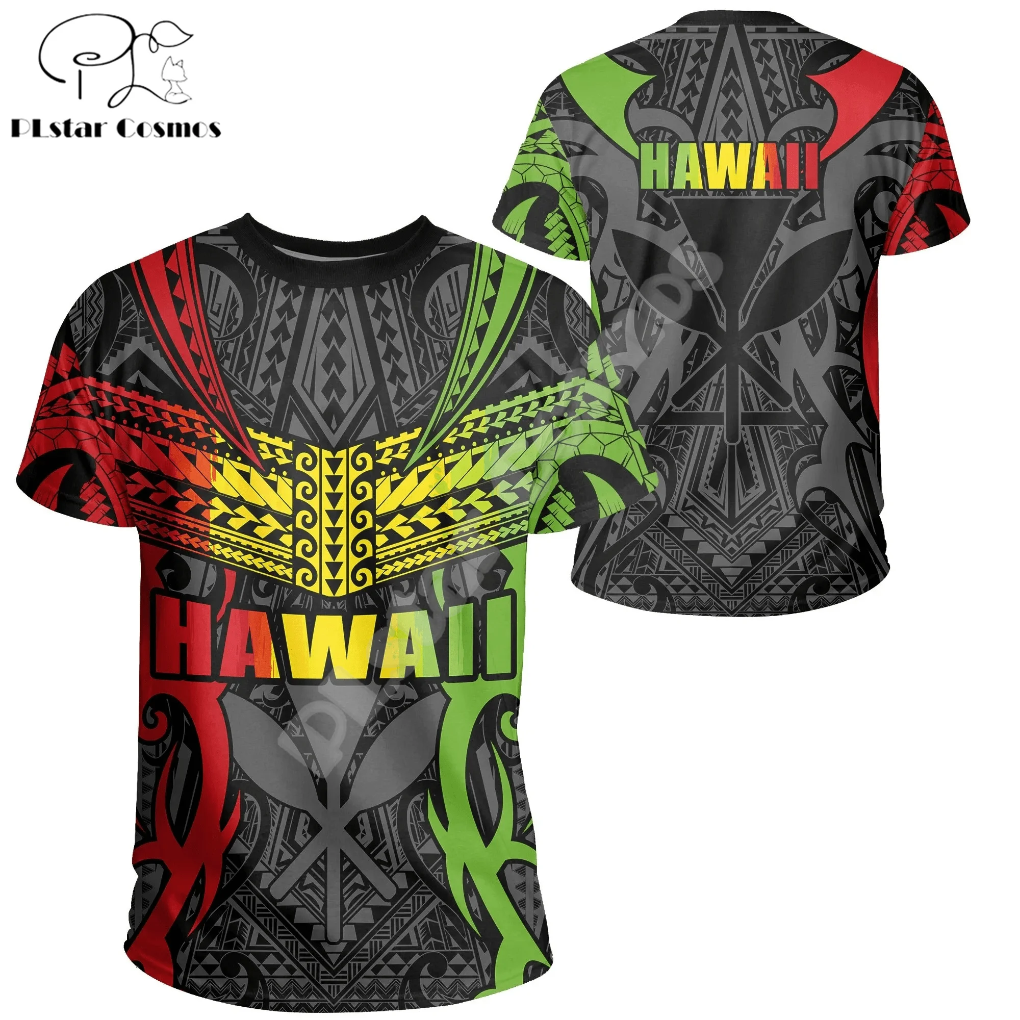 Polynesian Hawaii Kanaka King Country Flag Tribe Hawaiian Vintage Tattoo 3DPrint Summer Casual Harajuku Short Sleeves T-Shirts B