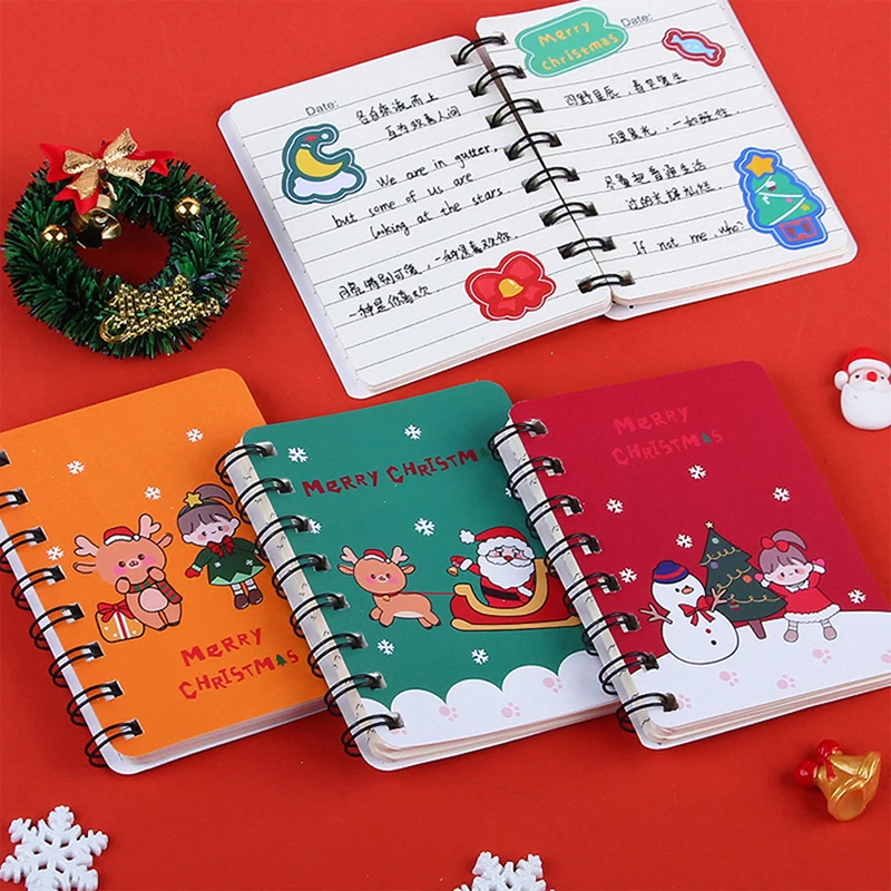 Creative Cartoon Mini Christmas Series Coil Notepad Simple Student Small Fresh Notepad School Plan Stationery