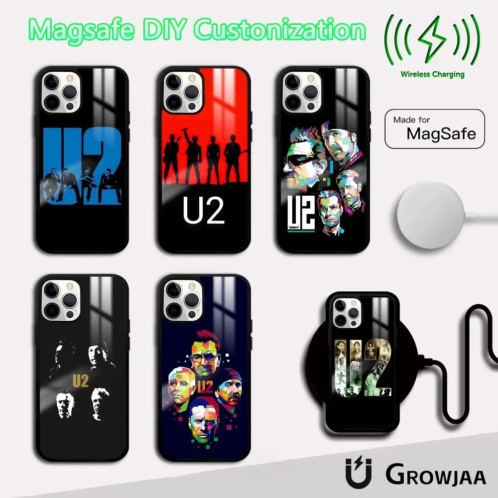 

U-U2 Band Rock Phone Case For iPhone 16 15 14 13 12 11 Pro Max Plus Mini Magsafe Mirror Wireless Magnetic Cover