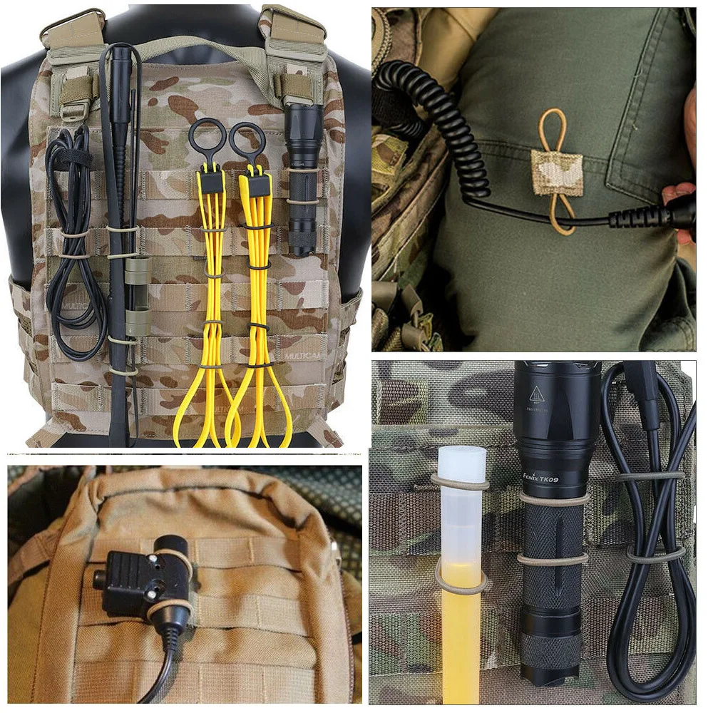 Elastic MOLLE Webbing Ribbon Buckle EDC Tool Outdoor Hunting Backpack Vest PTT Antenna Stick Pipe Binding Retainer