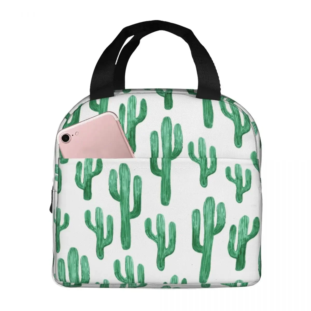 Lunch Bag for Women Kids Cactus Thermal Cooler Bags Portable Travel Cute Oxford Tote Food Bag