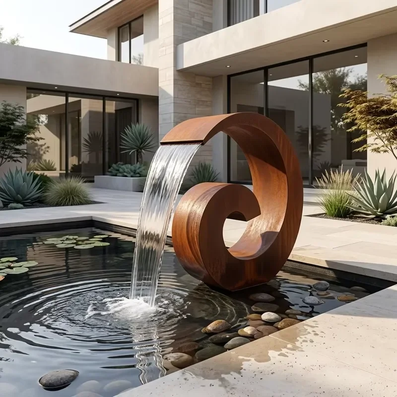 Customizable Weathering Steel LED Waterfall Fountain Durable Waterproof Fireproof Eco Friendly Outdoor Garden Decor Large