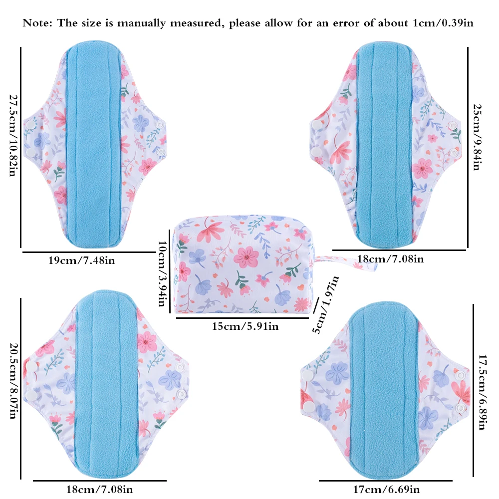 5-piece Sanitary Pad Set Contains 4 Sanitary Pads Waterproof Leakproof Reusable 1 Waterproof Storage Bag With Handle Easy To Car