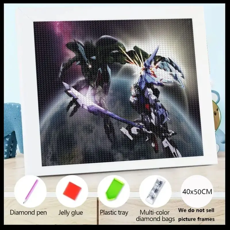 

1PC 5D Full Drill Diamond Painting Kit, Epic Mecha Robot Battle Sci-Fi Anime Art, Large 40x50CM DIY Crystal Rhinestone Gem Paint